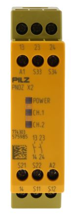 Pilz PNOZ X2 Sicherheitsrelais, 24V Ac/dc, 2-Kanal, 2 Sicherheitskontakte Lichtstrahl/Vorhang,