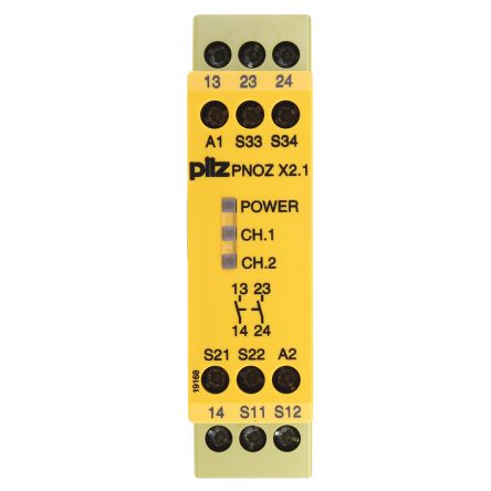 Pilz 安全继电器, PNOZ X2.1系列, 24V 交流/直流, 2通道, 适用于安全开关/互锁