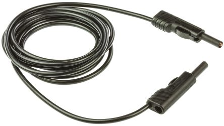 Hirschmann Test & Measurement Cable De Prueba Con Conector De 4 Mm Hirschmann De Color Negro, Macho-Macho, 60V Dc, 16A, 2m