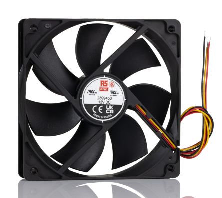 RS PRO Axial Fan, 12 V Dc, DC Operation, 69.6cfm, 2.592W, 180mA Max, 119 X 119 X 25mm