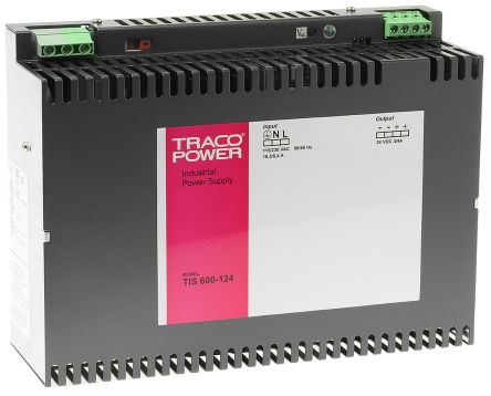 TRACOPOWER TIS Switch-Mode DIN-Schienen Netzteil 600W, 93 → 132V Ac, 24V Dc / 24A