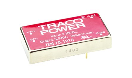 TRACOPOWER DCDC转换器, TEN 10系列, 9 → 18 V 直流输入, 3.3V 直流输出, 10W