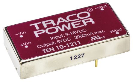 TRACOPOWER TEN 10 DC/DC-Wandler 10W 12 V Dc IN, 5V Dc OUT / 2A 1.5kV Dc Isoliert