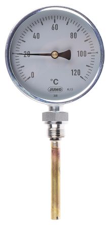 Jumo Immersion Dial Thermometer 0 → +120 °C, 608001/1810-818-841-10-104-46-26-100/000