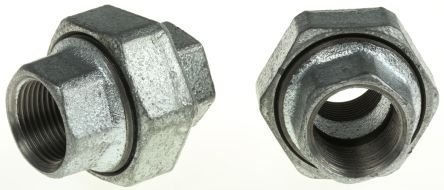 Georg Fischer Galvanised Malleable Iron Fitting Taper Seat Union, Female BSPP 3/4in To Female BSPP 3/4in