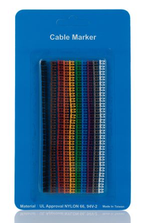RS PRO Kabel-Markierer, Aufsteckbar, Beschriftung: 0-9 - A-Z, Farbsortiment, Ø 1.2mm - 2mm