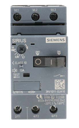 Siemens SIRIUS 3RV1 Motorschutzschalter, 0,7 → 1 A 90mm X 45mm