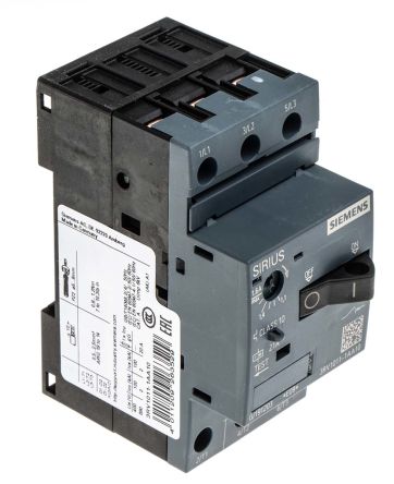 西门子 电机保护断路器, 3RV1系列, 额定电流1.1 → 1.6 a, 电源电压690 V