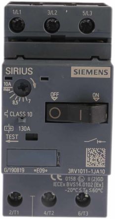 Siemens SIRIUS 3RV1 Motorschutzschalter, 7 → 10 A 90mm X 45mm