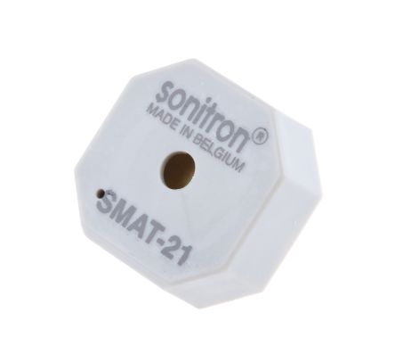 Sonitron Zumbador Piezoeléctrico SMAT-21-P10, 90dB, Montaje En Orificio Pasante, Continua, Externo