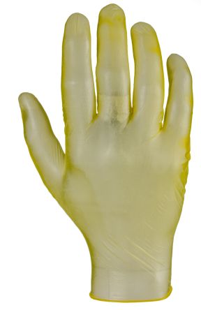 RS PRO Yellow Powdered Vinyl Disposable Gloves, Size M, 100 Per Pack