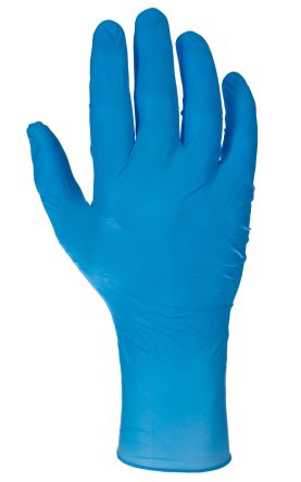 RS PRO Blue Powder-Free Nitrile Disposable Gloves, Size 8, Medium, Food Safe, 50 Per Pack
