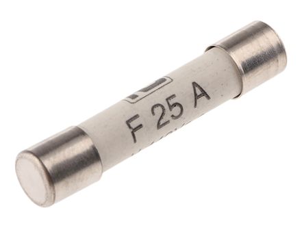 RS PRO 陶瓷保险管, 25A, 440V 交流, 6.3 x 32mm, 熔断速度F