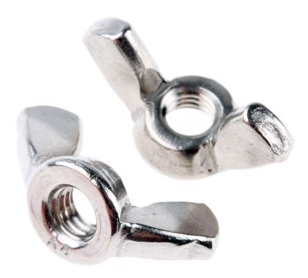 RS PRO 24mm Plain Stainless Steel Wingnut, M5, A4 316