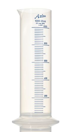 RS PRO PP Messzylinder Mit Skala, 1000ml, ø 83mm, L. 285mm