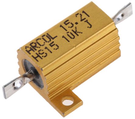 Arcol HS15 Series Aluminium Housed Axial Wire Wound Panel Mount Resistor, 10kΩ ±5% 15W