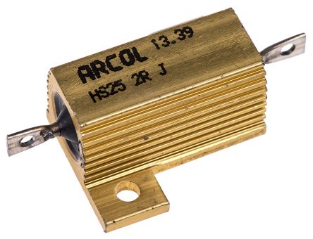 Arcol HS25 Wickel Lastwiderstand 2Ω ±5% / 25W, Alu Gehäuse Axialanschluss