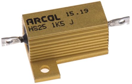 Arcol HS25 Wickel Lastwiderstand 1.5kΩ ±5% / 25W, Alu Gehäuse Axialanschluss