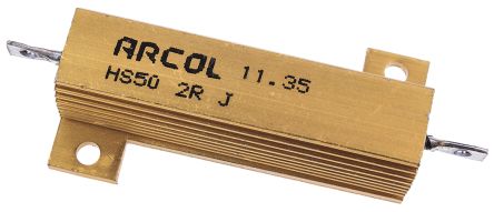 Arcol Resistencia De Montaje En Panel, 2Ω ±5% 50W, Con Carcasa De Aluminio, Axial, Bobinado