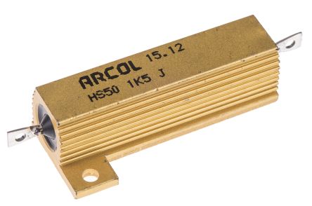 Arcol HS50 Wickel Lastwiderstand 1.5kΩ ±5% / 50W, Alu Gehäuse Axialanschluss
