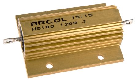 Arcol HS100 Wickel Lastwiderstand 120Ω ±5% / 100W, Alu Gehäuse Axialanschluss