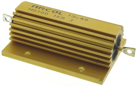 Arcol HS100 Wickel Lastwiderstand 1.5kΩ ±5% / 100W, Alu Gehäuse Axialanschluss