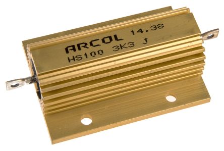 Arcol Resistencia De Montaje En Panel, 3.3kΩ ±5% 100W, Con Carcasa De Aluminio, Axial, Bobinado