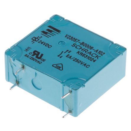 TE Connectivity Card E Monostabiles Relais, Printrelais 1-poliger Schließer 5A 24V Dc Spule / 480mW