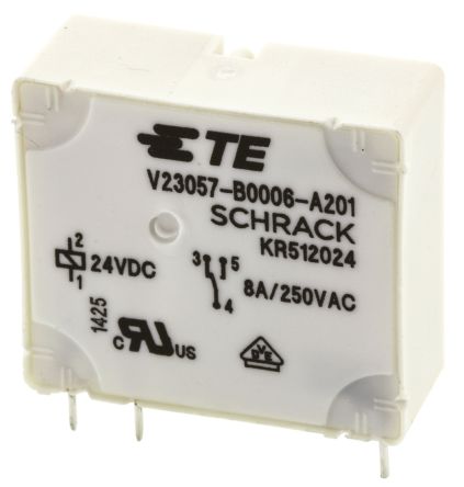 TE Connectivity Card E Monostabiles Relais, Printrelais 1-poliger Wechsler 8A 24V Dc Spule / 480mW