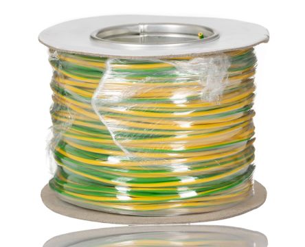 RS PRO Hook Up Wire, 1,5 Mm², Vert/Jaune, 16 AWG, 100m