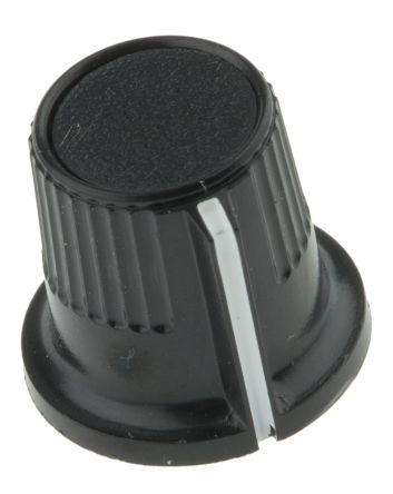 RS PRO Mando De Potenciómetro, Eje 3.2mm, Diámetro 11.6mm, Color Negro, Indicador Blanco Circular