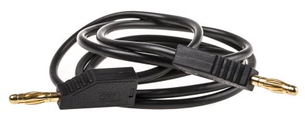 Staubli Cable De Prueba Con Conector De 4 Mm De Color Negro, Macho-Macho, 30 V Ac, 60V Dc, 32A, 1m