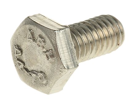 RS PRO Plain Stainless Steel Hex, Hex Bolt, M4 X 8mm