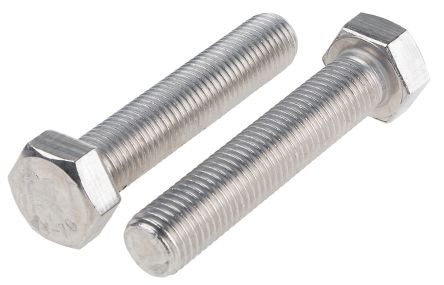 RS PRO Plain Stainless Steel Hex, Hex Bolt, M16 X 80mm