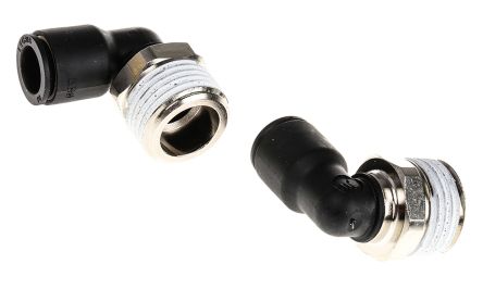 Legris LF3000 Series Elbow Threaded Adaptor, R 1/2 Male To Push In 10 Mm, Threaded-to-Tube Connection Style