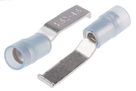 RS PRO Kabelschuh Flachstift Stecker, Isoliert, Blau, L. 17.4mm, D. 0.8mm, Nicht Ummantelt
