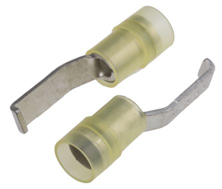 RS PRO Kabelschuh Flachstift Stecker, Isoliert, Gelb, L. 17.2mm, D. 1mm, Nicht Ummantelt