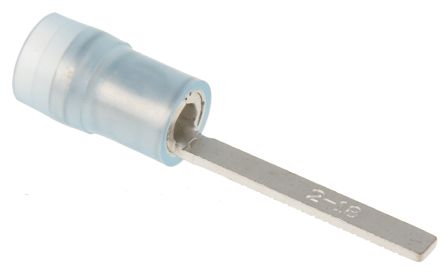 RS PRO Kabelschuh Flachstift Stecker, Isoliert, Blau, L. 18mm, D. 0.8mm, Nicht Ummantelt