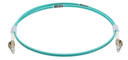 HellermannTyton LC to LC Tight Buffer OM3 Multi Mode OM3 Fibre Optic Cable, 3mm, Light Blue, 1m