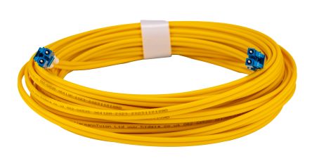 HellermannTyton LC to LC Tight Buffer OS2 Single Mode OS2 Fibre Optic Cable, 3mm, Yellow, 10m