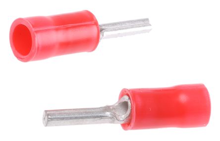 TE Connectivity Stiftkabelschuh, Serie PLASTI-GRIP, Rot Isoliert PVC Min. 0.3mm², Max. 1.4mm² 22AWG 16AWG, Ø 1.8mm