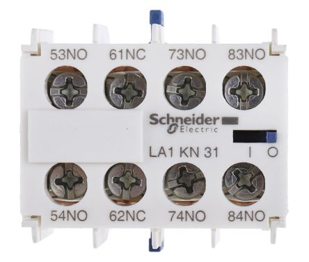 Schneider Electric LA1K Hilfskontakt 4-polig TeSys K, 1 Öffner + 3 Schließer Frontmontage Mit Schraubanschluss