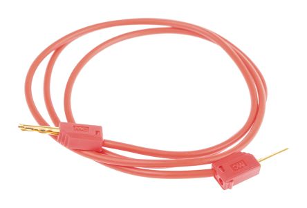 Staubli Messleitung 2 Mm Stecker / Stecker, Rot PVC-isoliert 600mm, 30 V Ac, 60V Dc / 10A