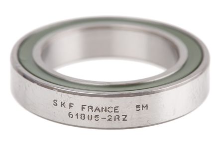 SKF 61805-2RZ Single Row Deep Groove Ball Bearing- Non Contact Seals On Both Sides End Type, 25mm I.D, 37mm O.D