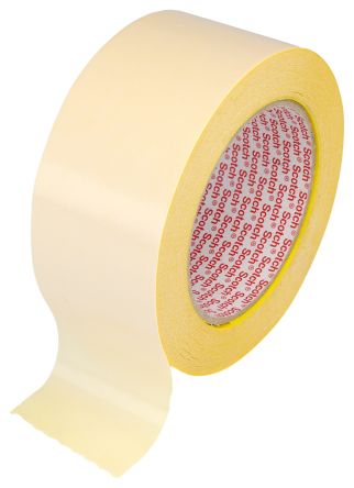 3M 9195 Yellow Double Sided Paper Tape, 0.1m Thick, Polypropylene Film Backing, 50mm x 25m