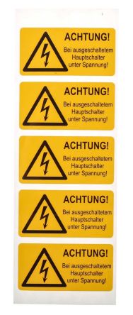 Idento 5 Sicherheitszeichen, Deutsch, Gelb, Gefahr: Elektrizität