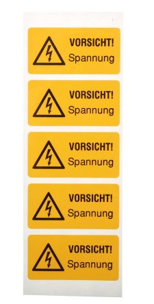 Idento 5 Sicherheitszeichen, Deutsch, Gelb, Gefahr: Elektrizität
