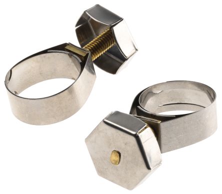 Unex Brass (Bolt), Stainless Steel Thumb Hex Hose Clip, 11mm Band Width, 19.8mm - 25mm Inside Diameter