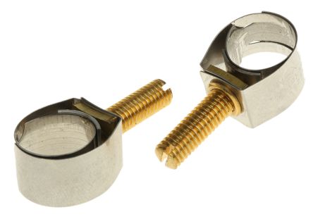 Unex Brass (Bolt), Stainless Steel Slotted Screw Hose Clip, 11mm Band Width, 9.6mm - 14mm Inside Diameter