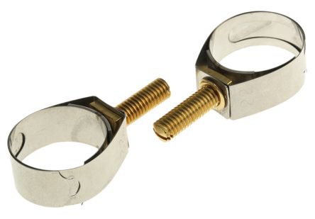 Unex Brass (Bolt), Stainless Steel Slotted Screw Hose Clip, 11mm Band Width, 17.3mm - 22mm Inside Diameter